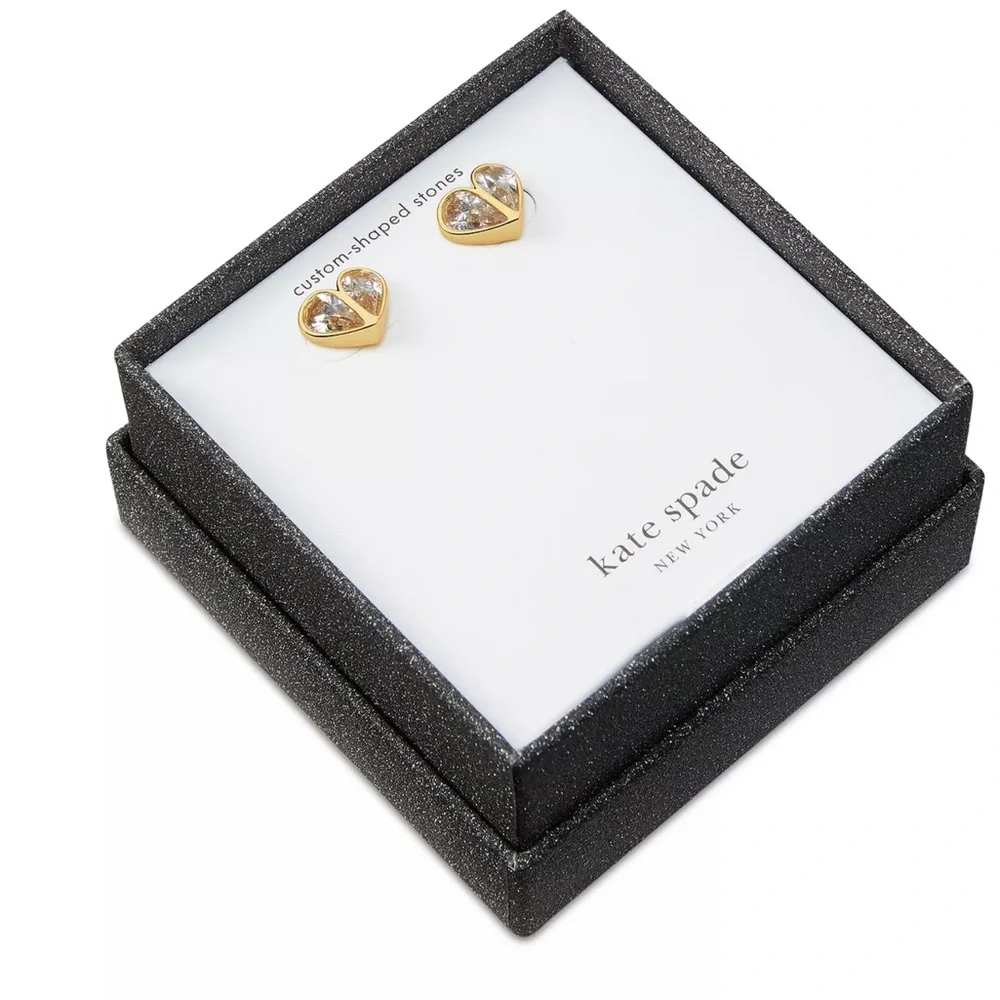 ♠️ kate spade ♠️ Rock Solid Crystal Heart Stud Earrings